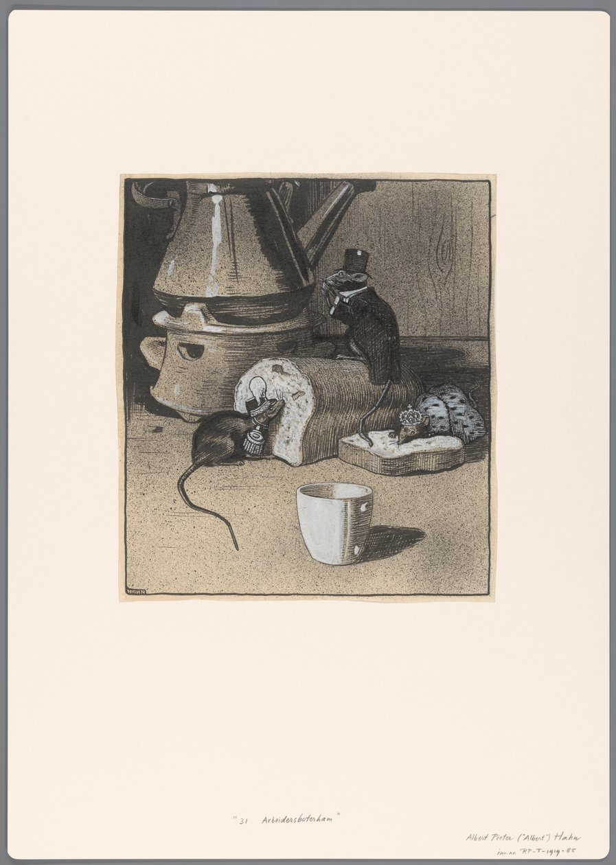 Projet pour une caricature politique : Les rongeurs gourmands. Au sandwich des travailleurs - Albert Hahn (I)