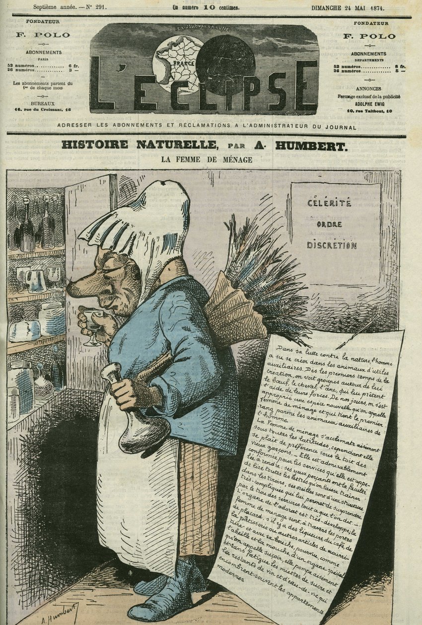 Caricature de « La Ménagère, Histoire naturelle ». Couverture dans « L