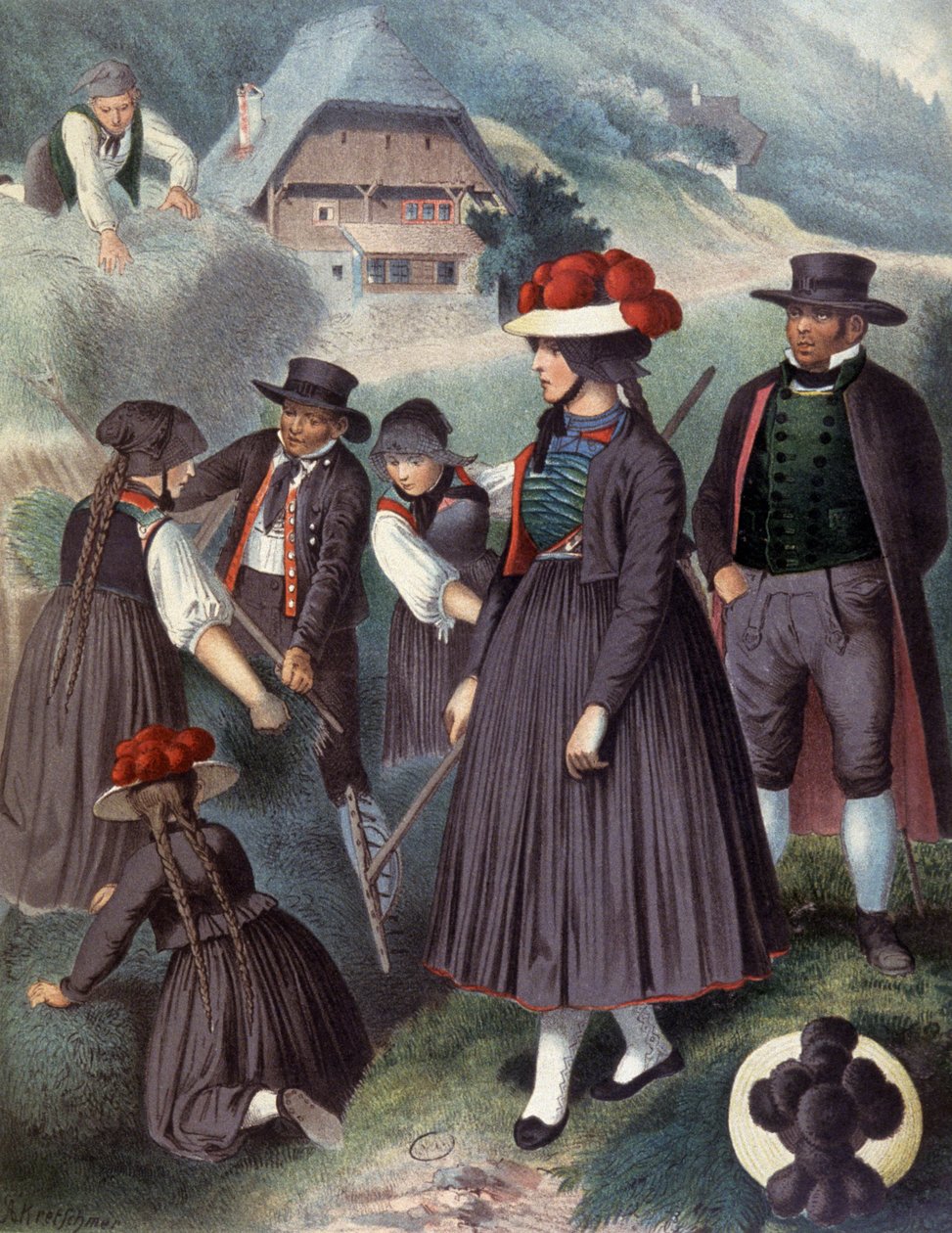 Paysans dans les environs de Baden, c.1860 (gravure) - Albert Kretschmer