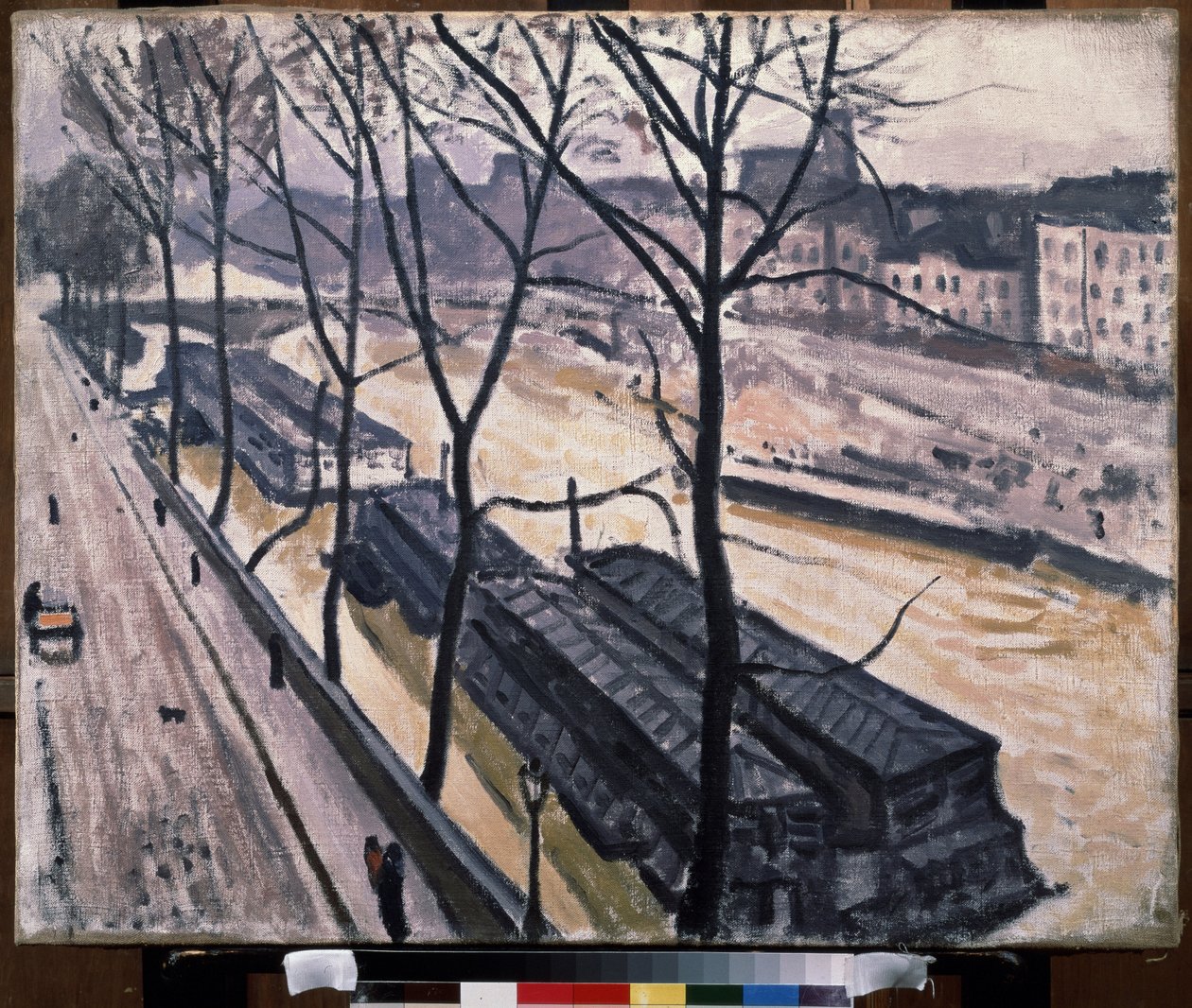"Paris en hiver, quai Bourbon" Péniches sur les quais de Seine. Peinture de Pierre Albert Marquet - Albert Marquet