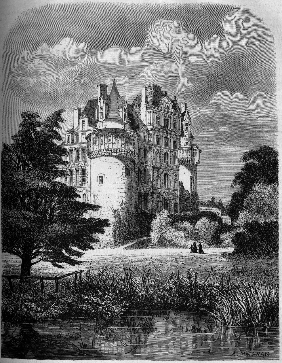 Château de la Loire : vue extérieure du Château de Brissac (architecture Renaissance) - Albert Pierre Rene Maignan