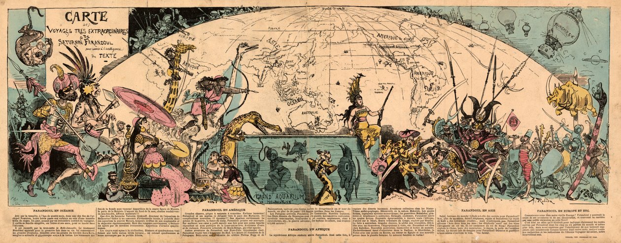 Carte des voyages très extraordinaires de Saturnin Farandoul - Albert Robida