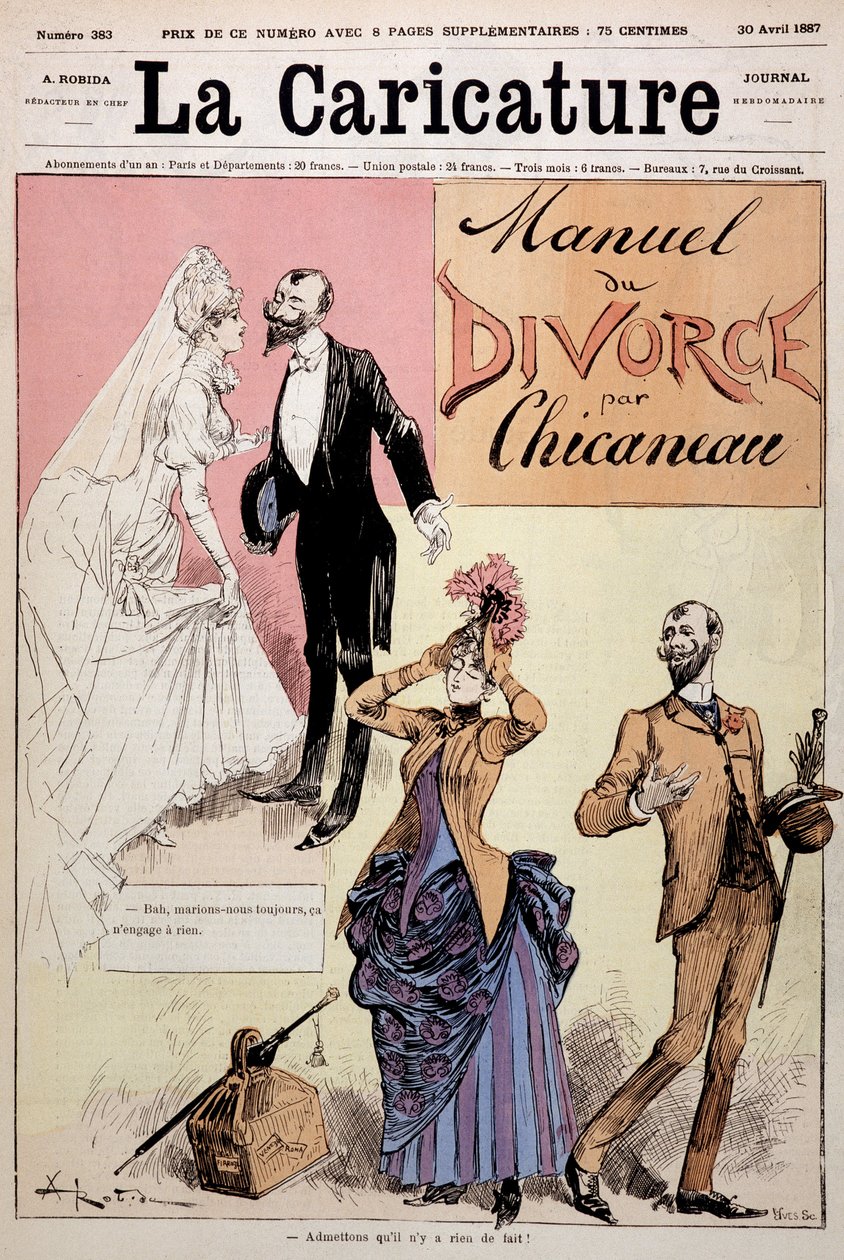 Couple marié puis divorcé, « Le Manuel du divorce » par Chicaneau, illustration d