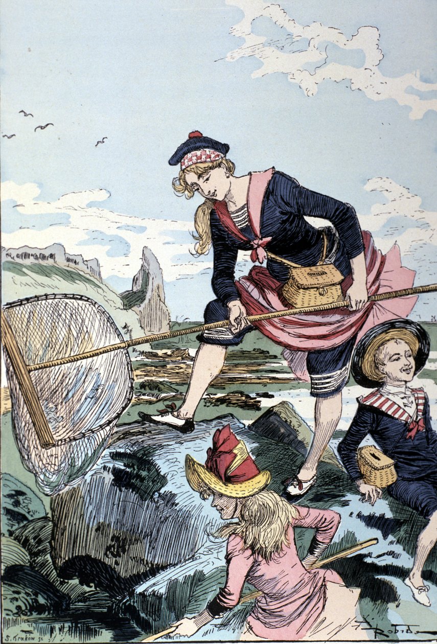 Pêche aux écrevisses en bord de mer - Albert Robida
