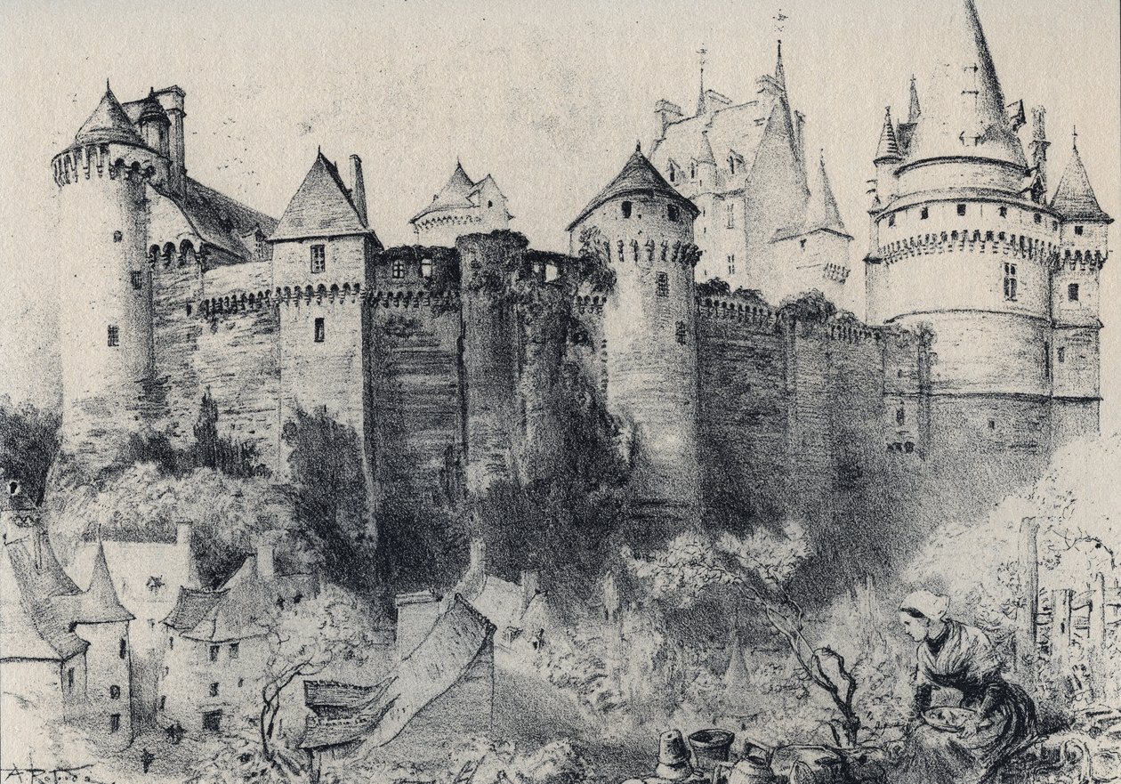 Le Château fort de Vitré en Ille-et-Vilaine - La vieille France - La Bretagne - texte, dessins et lithographies, par Albert Robida (1848-1926) fin XIXe siècle non daté - Albert Robida