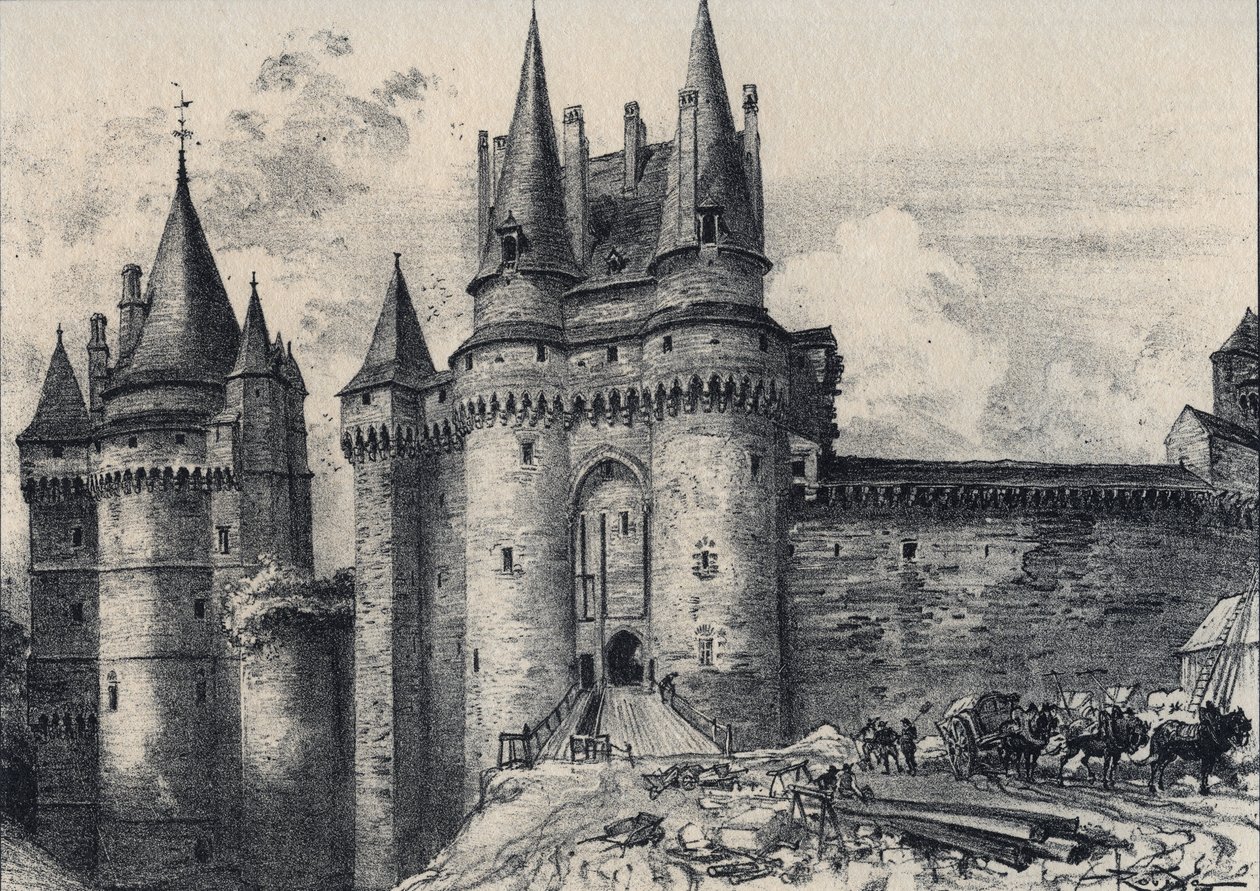 Le Châtelet à Vitré en Ille-et-Vilaine - La vieille France - Bretagne - texte, dessins et lithographies, par Albert Robida (1848-1926) fin 19ème siècle - Albert Robida