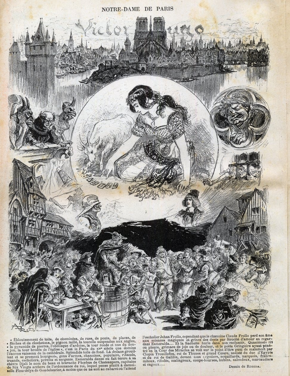 Notre Dame de Paris par Victor Hugo (1802-1885) (Notre-Dame de Paris) dessin d