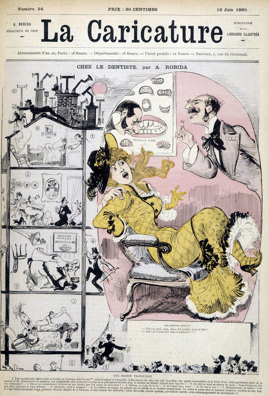 Femme chez le dentiste - dans « La caricature » du 12/06/1880 - Albert Robida