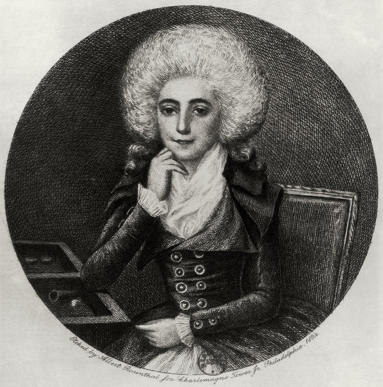 Portrait de Marie-Madeleine Pioche de La Vergne (gravure) - Albert Rosenthal