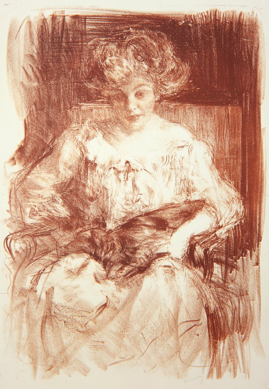 Mme H. V. Milbank à Ferby Lodge avec Bebear - Albert de Belleroche