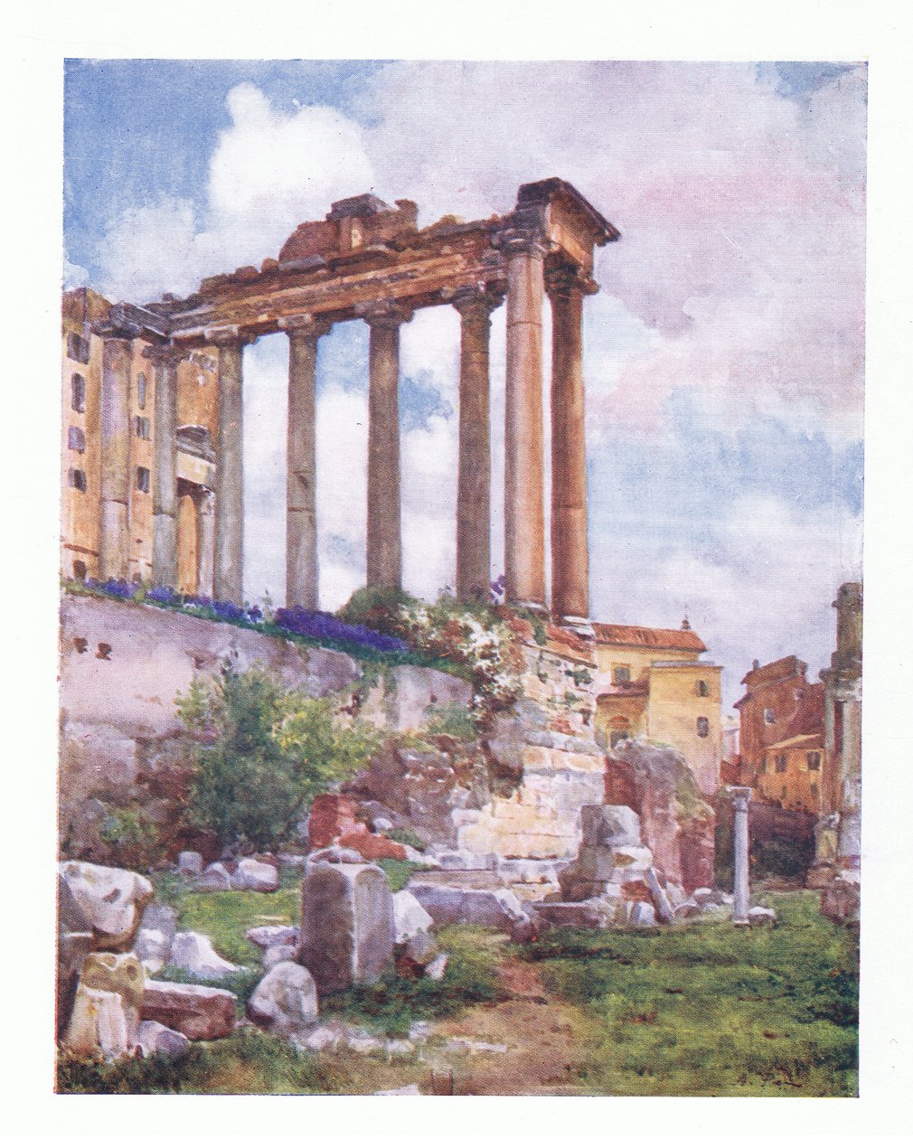 Temple de Saturne, de la basilique Julia dans le Forum, de Rome publiée par A & C Black Ltd, 1925 - Alberto Pisa