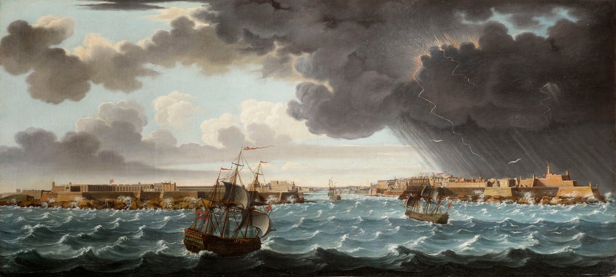 Une des sept vues de La Valette, Malte et ses environs, vers 1753 - Alberto Pullicino