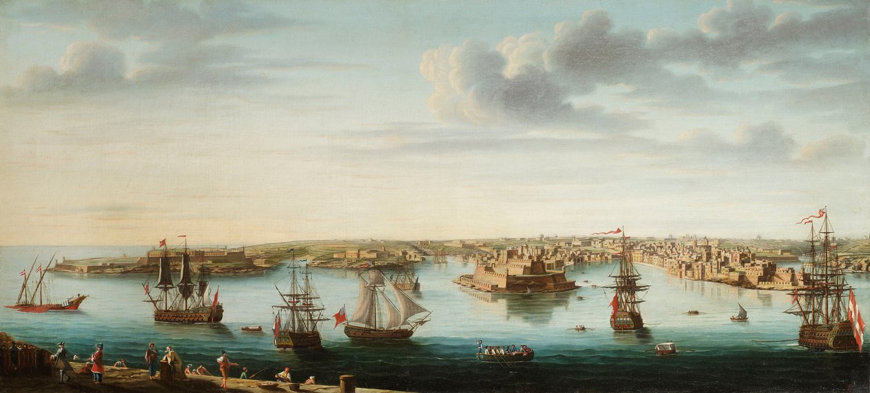 Une des sept vues de La Valette, Malte et ses environs, vers 1753 - Alberto Pullicino