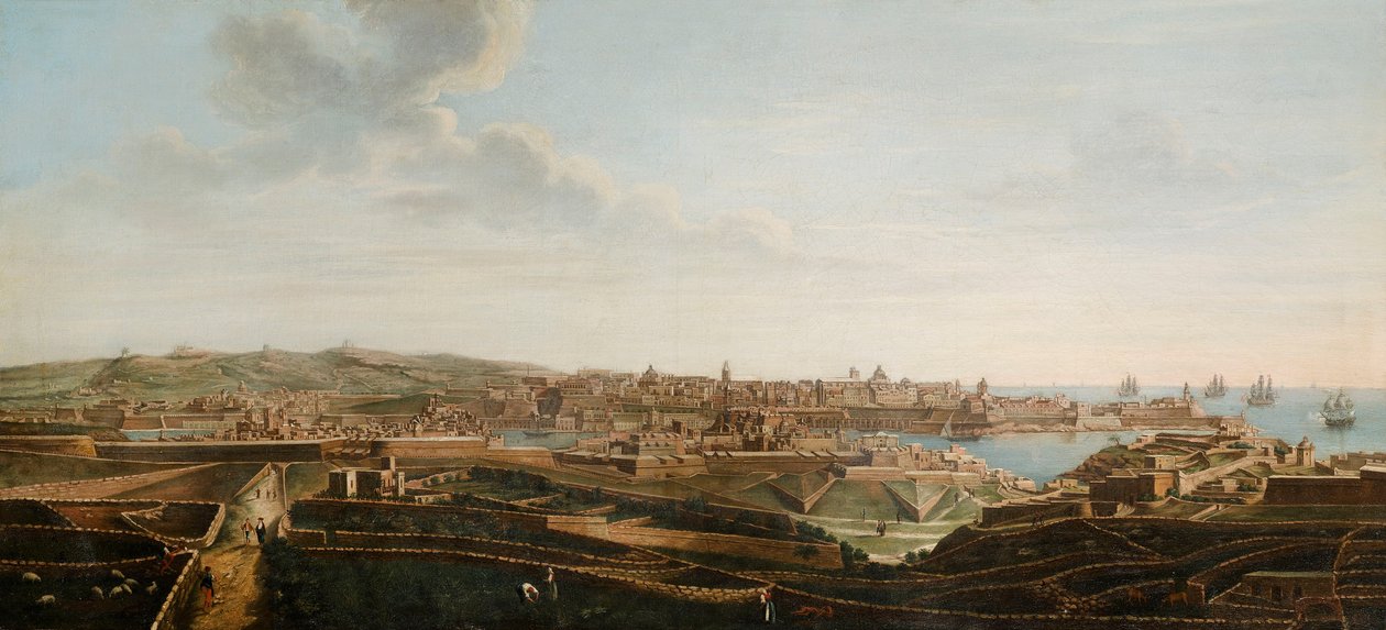 Une des sept vues de La Valette, Malte et ses environs, c. 1753 - Alberto Pullicino