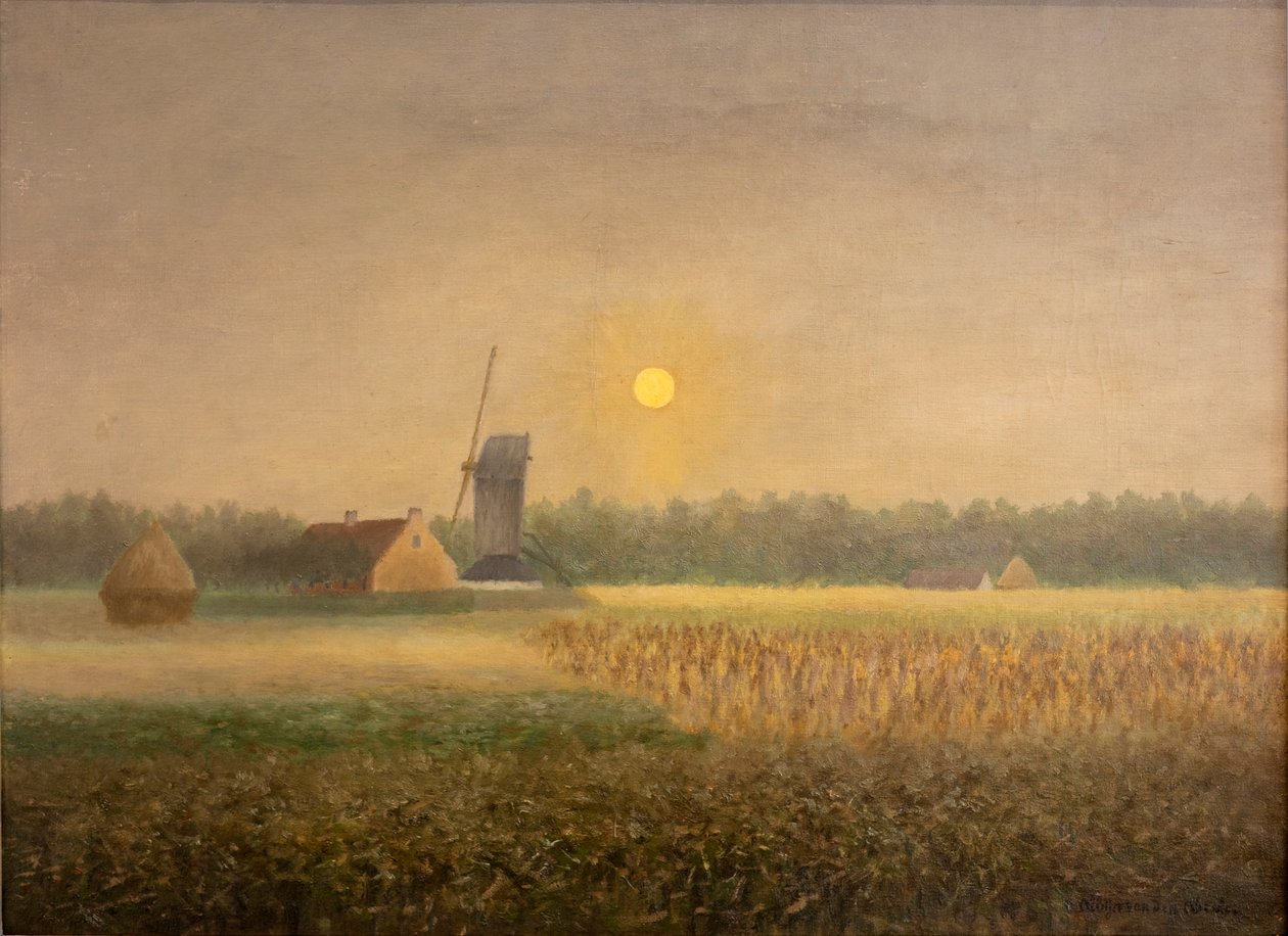 Moulin à vent à Latem au clair de lune - Albijn Van den Abeele