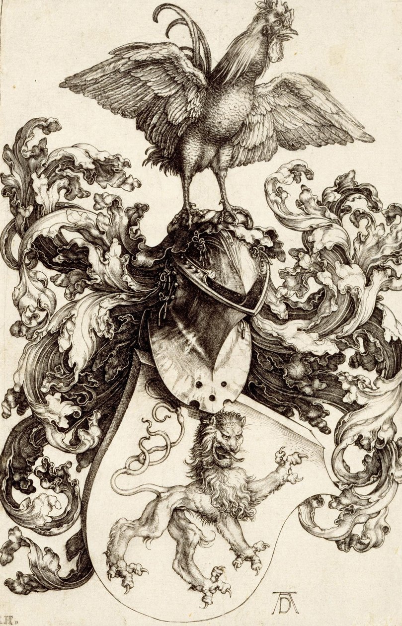 Blason avec un lion et un coq - Albrecht Dürer