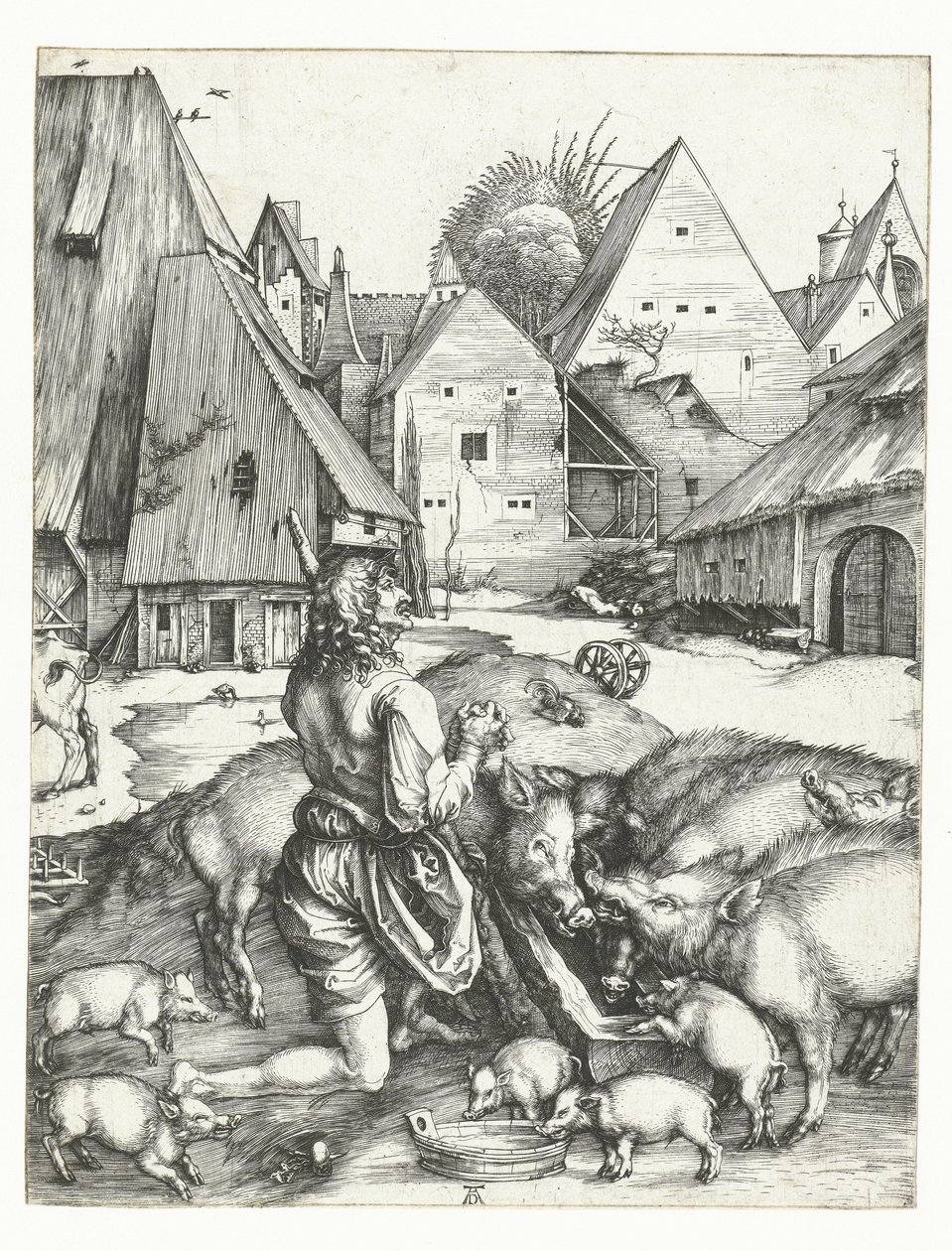 Le fils prodigue parmi les cochons - Albrecht Dürer