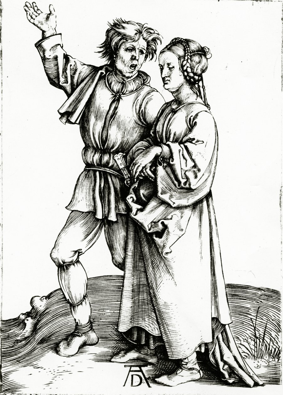 Un couple rustique, gravé par Johannes Wierix, vers 1565 (gravure) - Albrecht (after) Durer or Duerer
