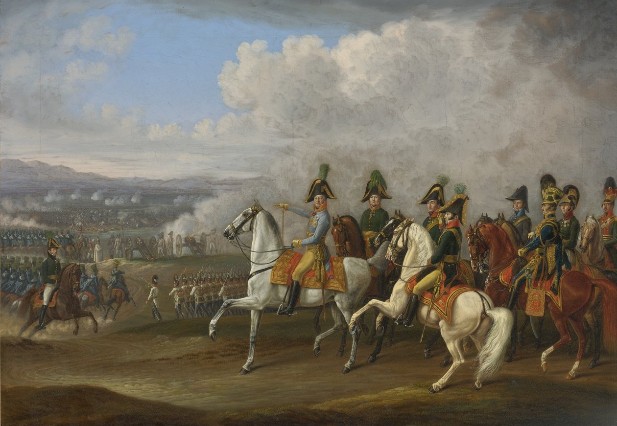 Le général von Bellegarde et ses officiers observant une bataille - Albrecht Adam