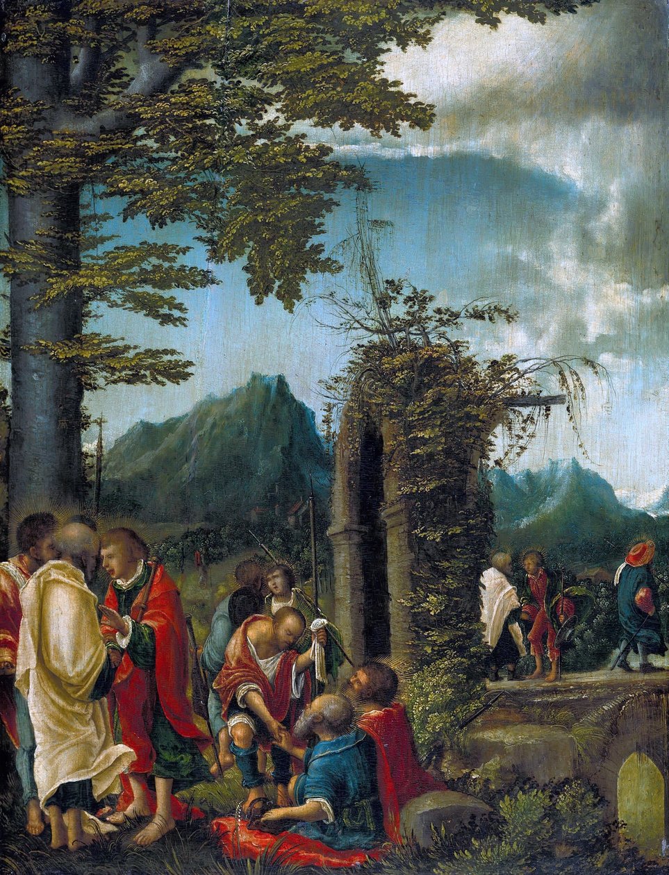 Allemand : Der Abschied der Apostel in waldiger Landschaft Communion des Apôtres / Apôtres dans un paysage boisé - Albrecht Altdorfer