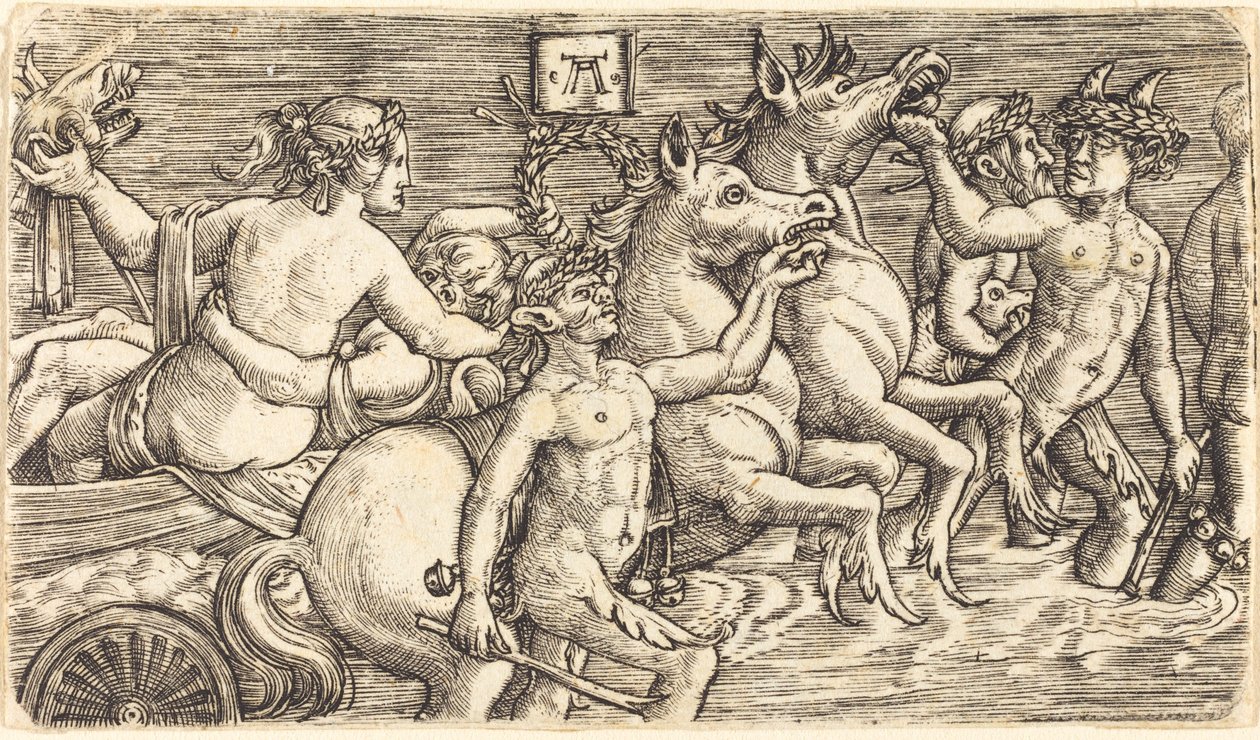 Amoureux conduits par des dieux marins en triomphe - Albrecht Altdorfer