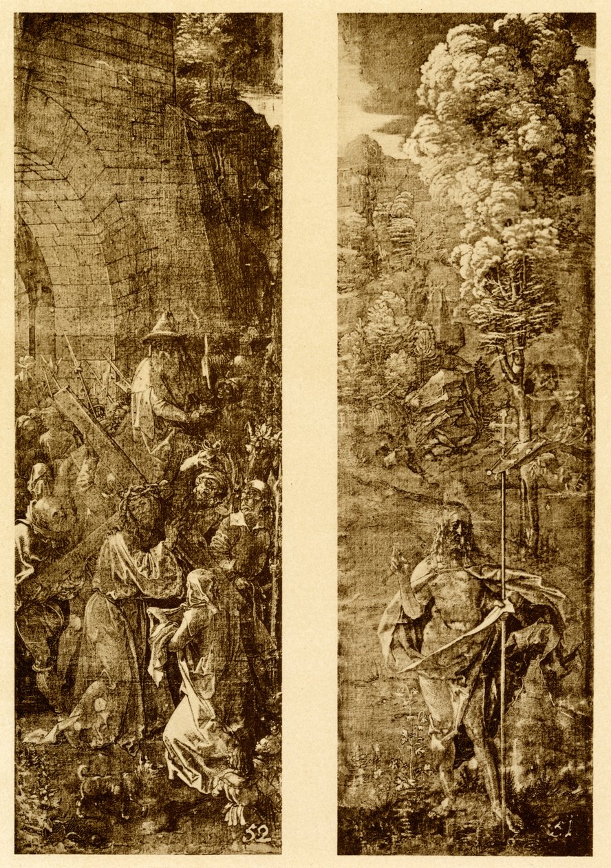 Portement de la Croix et Christ avec la bannière de la victoire - Albrecht Dürer
