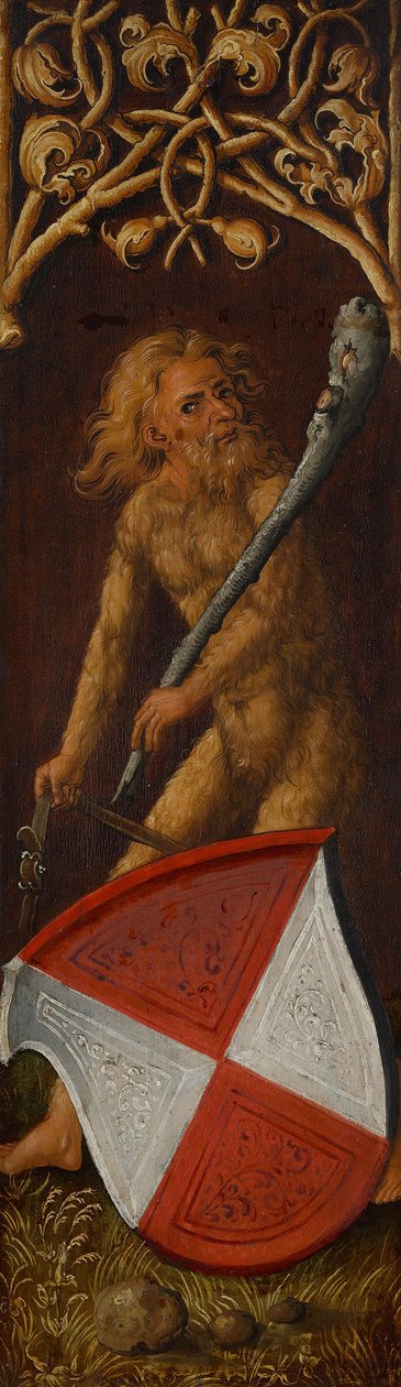 Bildnistriptychon des Oswolt Krel, rechter Flügel: "Wilder Mann" mit dem Wappen der Agathe von Esendorf - Albrecht Dürer