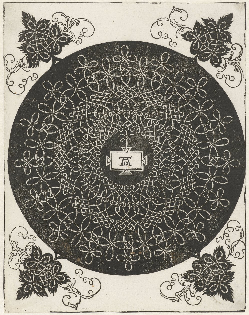 Exemple de broderie avec écusson rectangulaire - Albrecht Dürer