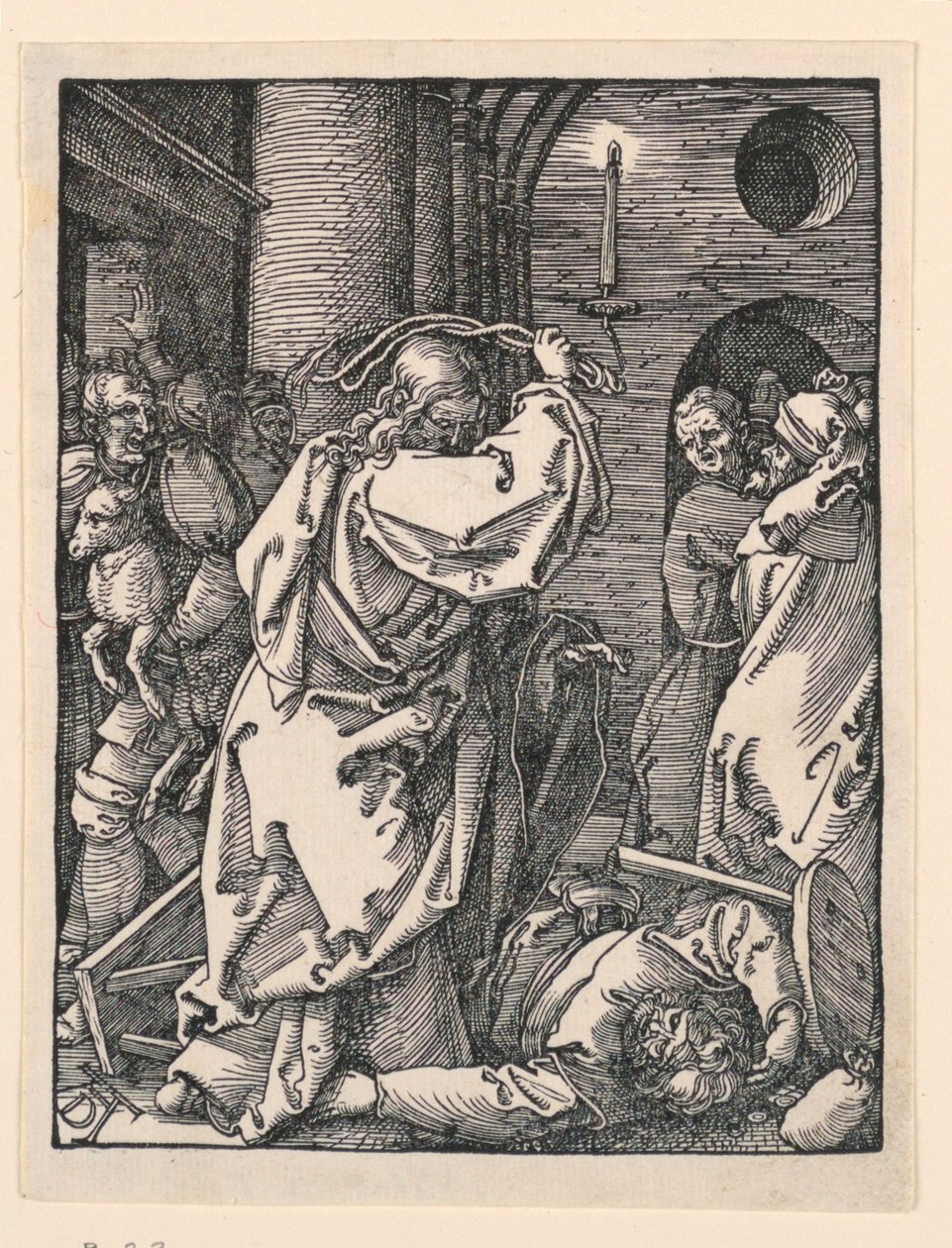 Christ chassant les marchands du temple, de la série La Petite Passion - Albrecht Dürer
