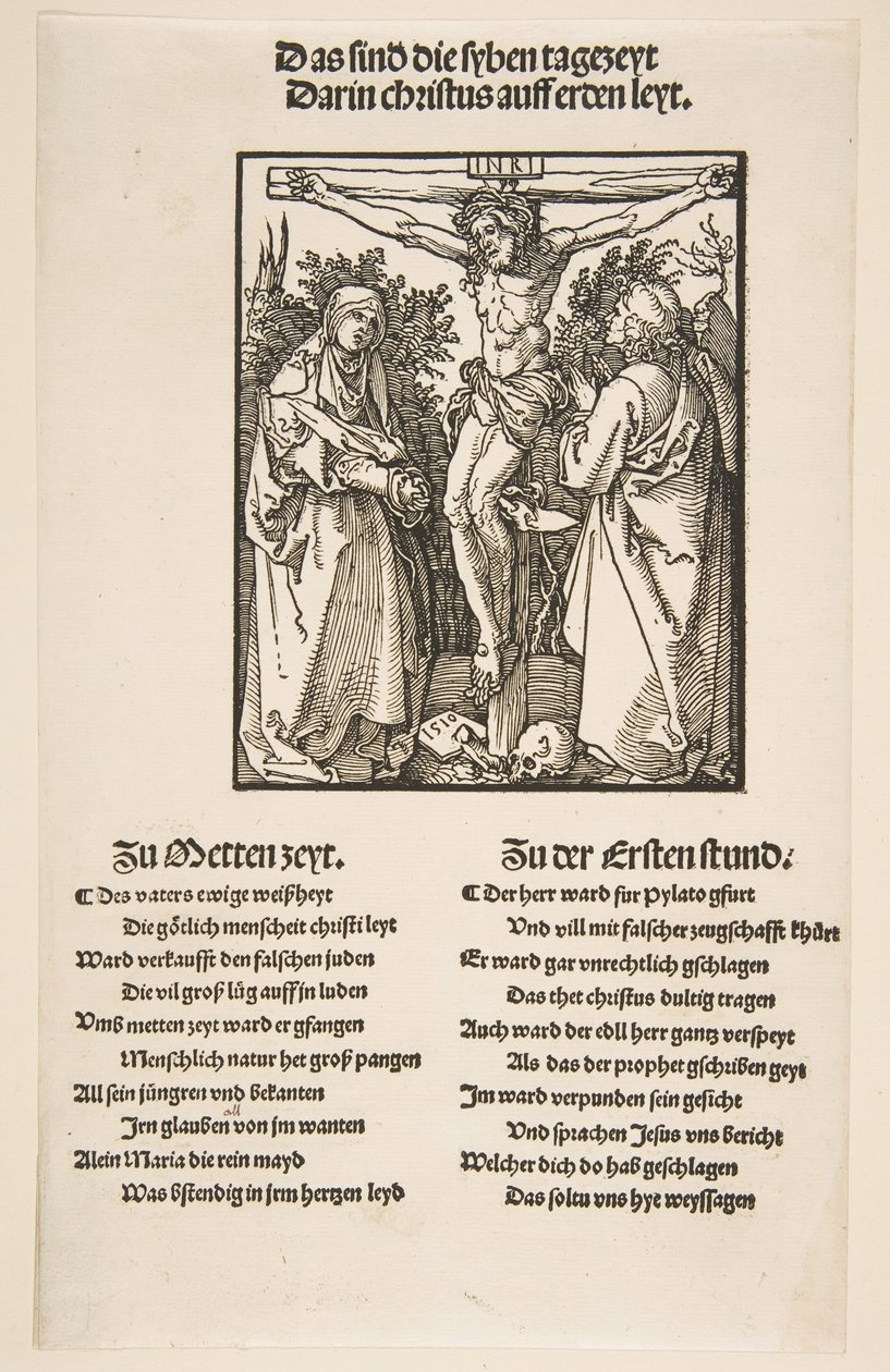 Christ en croix entre la Vierge et Saint Jean première feuille de deux, 1510 - Albrecht Dürer