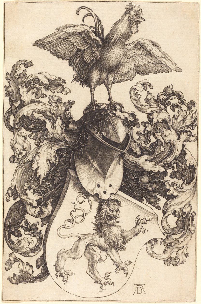 Blason avec un lion et un coq - Albrecht Dürer