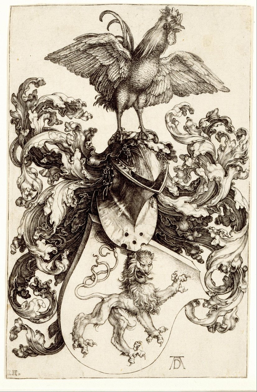 Armoiries avec un lion et un coq - Albrecht Dürer