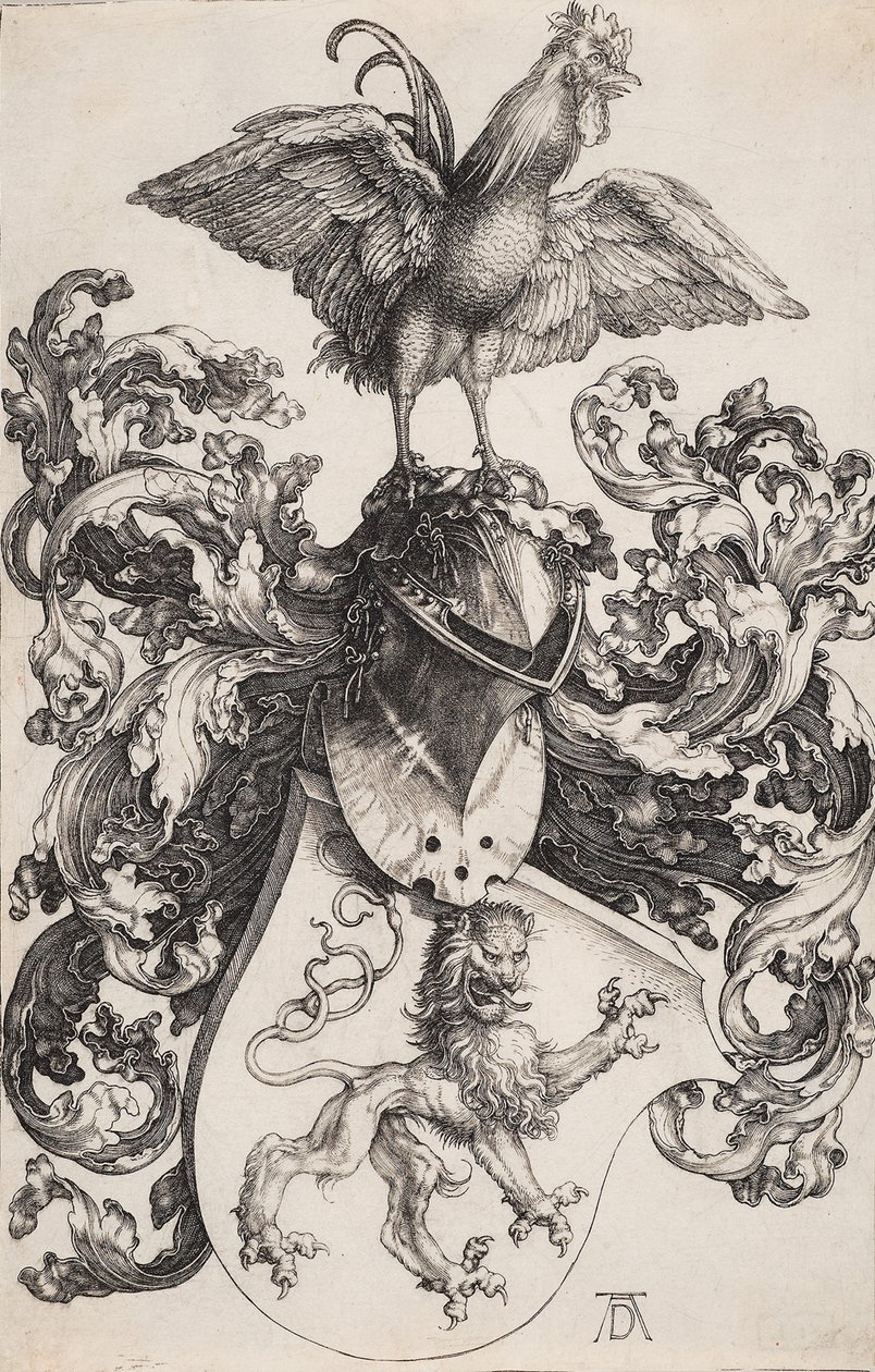 Blason avec un lion et un coq - Albrecht Dürer