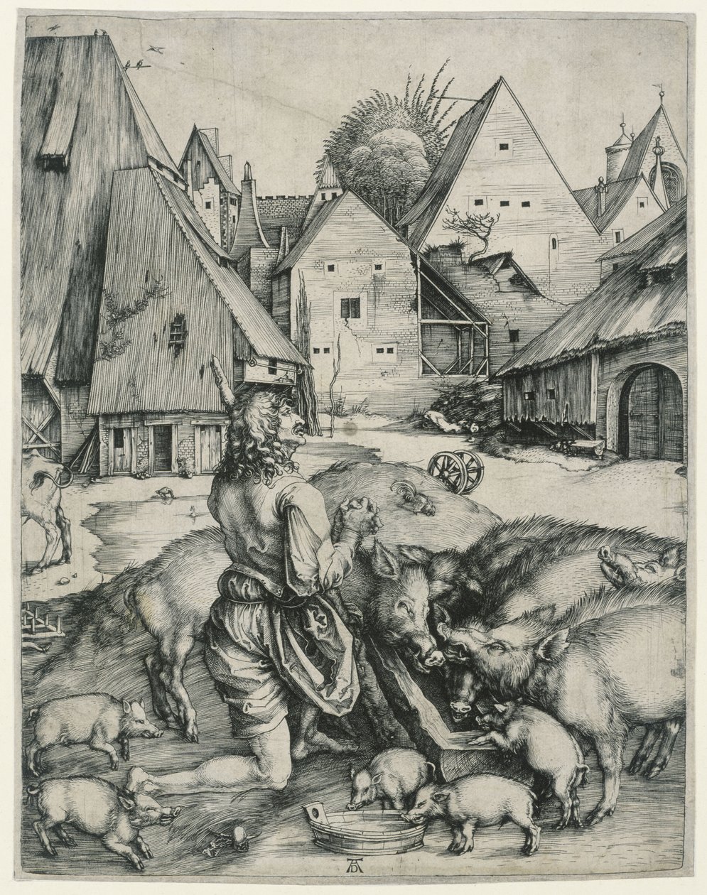 Le fils prodigue garde les cochons - Albrecht Dürer