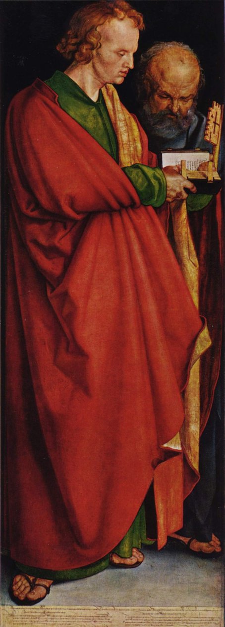 Les Quatre Apôtres, partie gauche, scène : Saint Jean et Saint Pierre - Albrecht Dürer