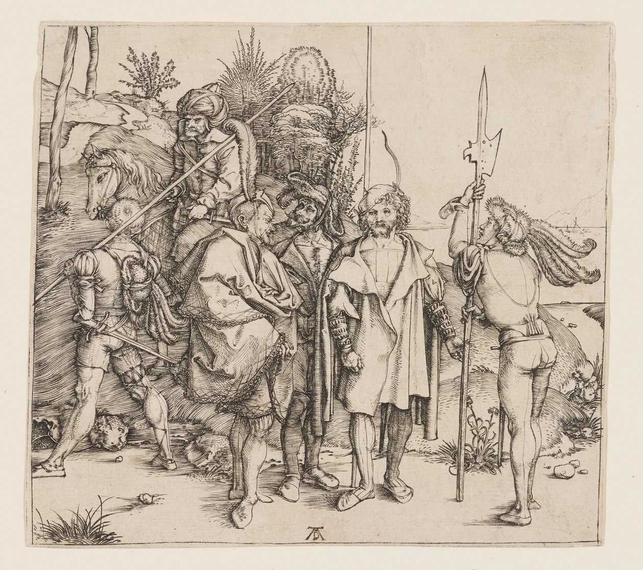 Cinq fantassins et un Turc à cheval - Albrecht Dürer