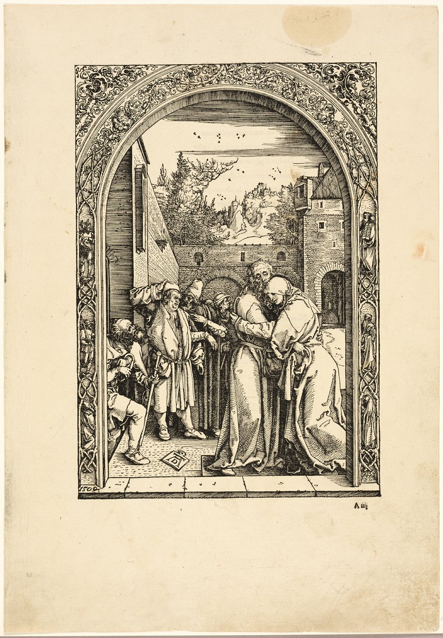Joachim et Sainte Anne se Rencontrent à la Porte Dorée, de La Vie de la Vierge - Albrecht Dürer