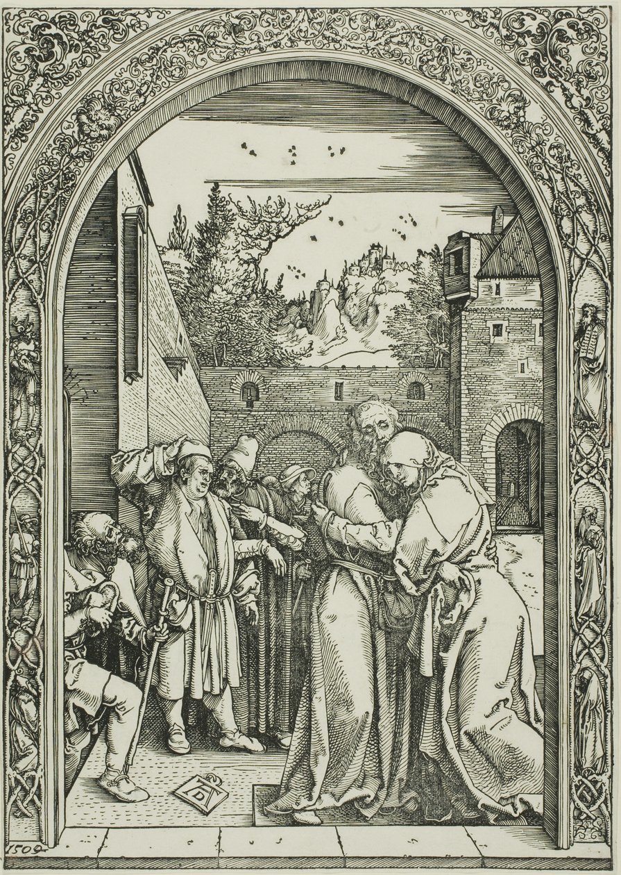 Joachim et Sainte Anne se rencontrent à la Porte Dorée, de La Vie de la Vierge - Albrecht Dürer