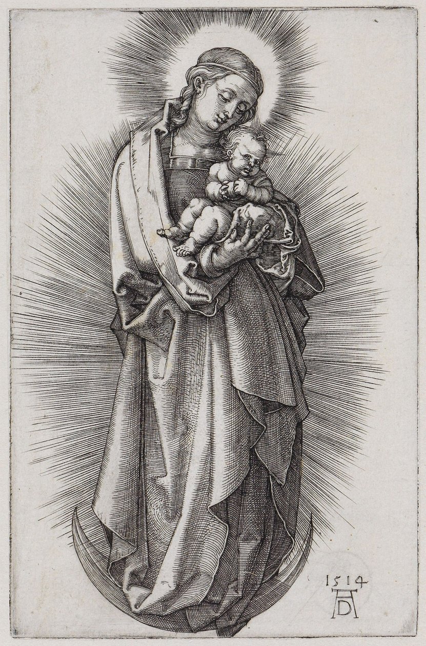 Vierge au bandeau dans une auréole sur le croissant de lune - Albrecht Dürer