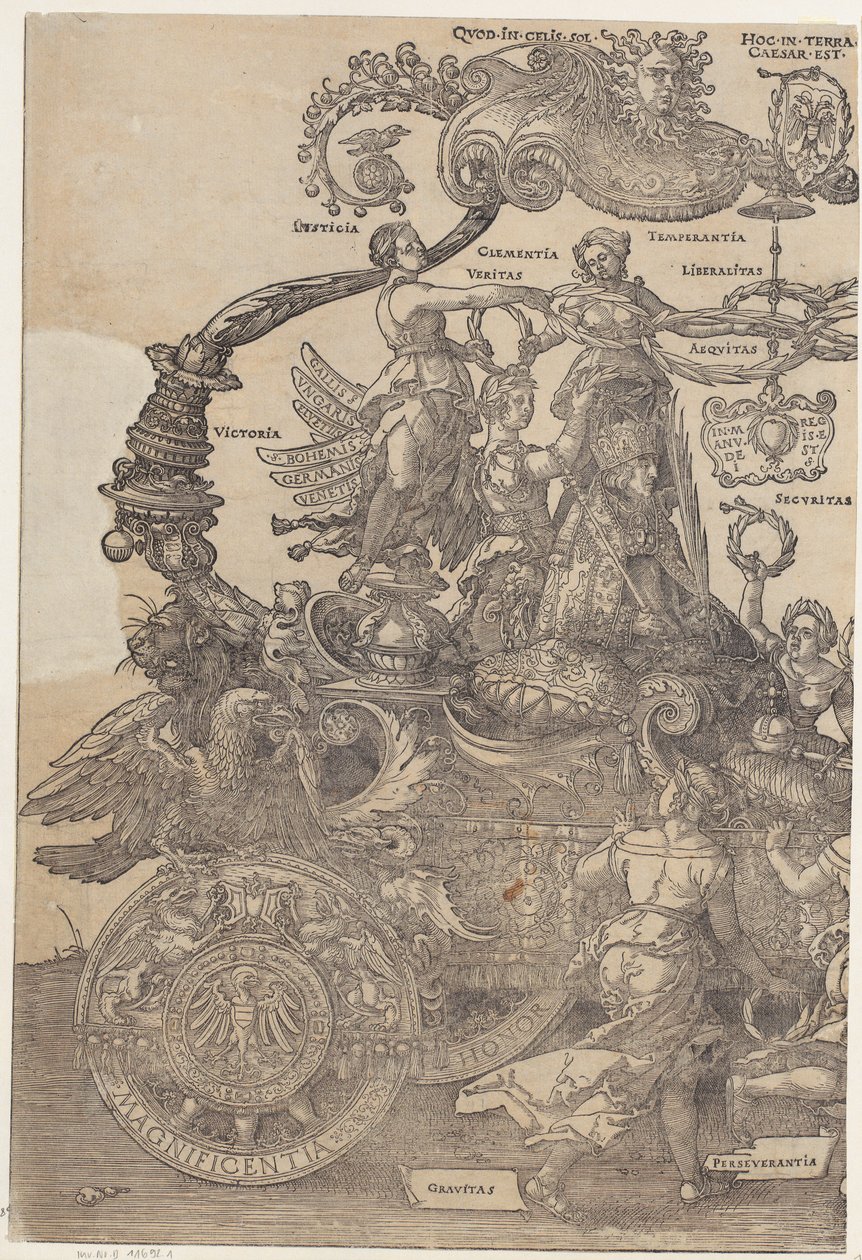 Moitié gauche du char, planche 1 de la série « Le grand char de triomphe » - Albrecht Dürer