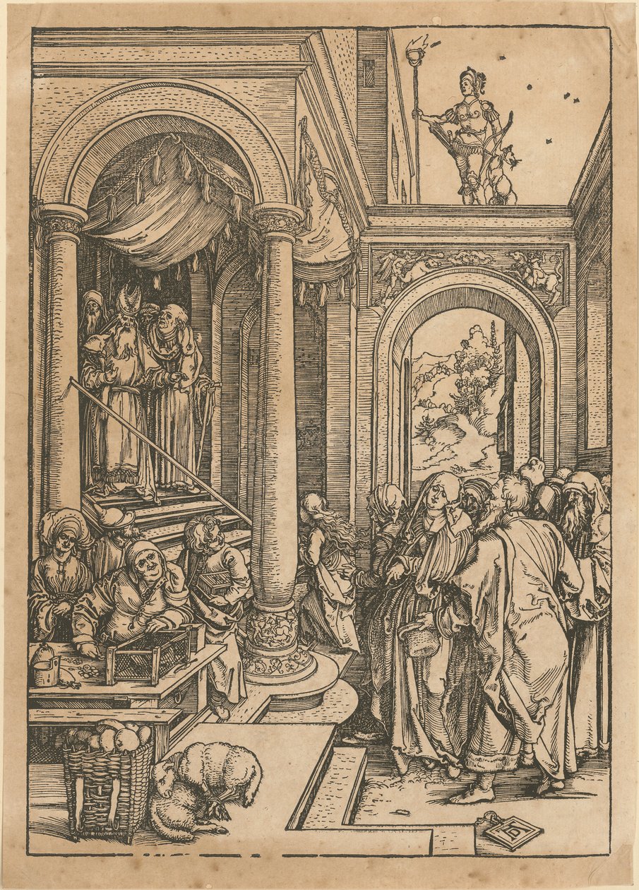 La présentation de Marie au temple, feuille n° 6 de la série « La vie de Marie » - Albrecht Dürer
