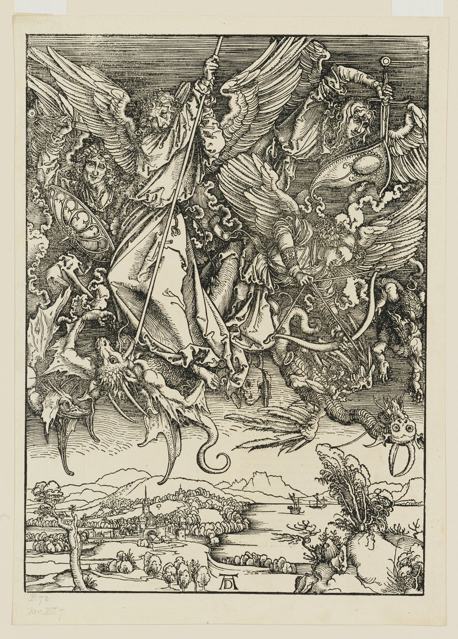 Michel et ses anges combattent le dragon - Albrecht Dürer