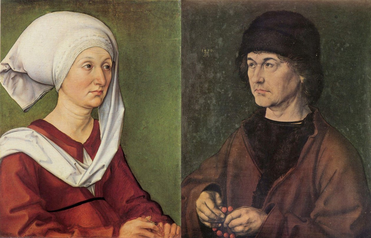 Photomontage : Diptyque de portraits des parents de Dürer. - Albrecht Dürer