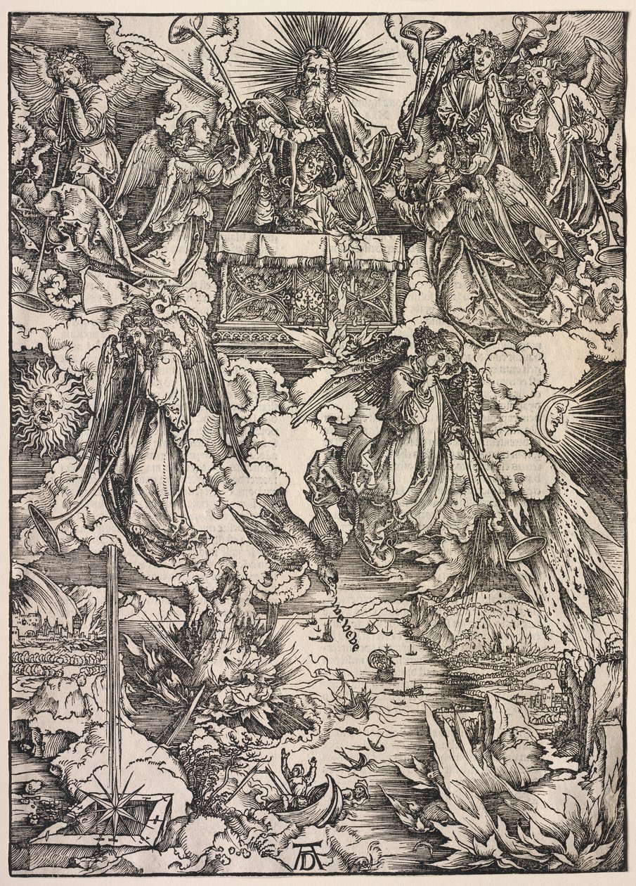 Révélation de Saint Jean : Sept anges avec des trompettes - Albrecht Dürer
