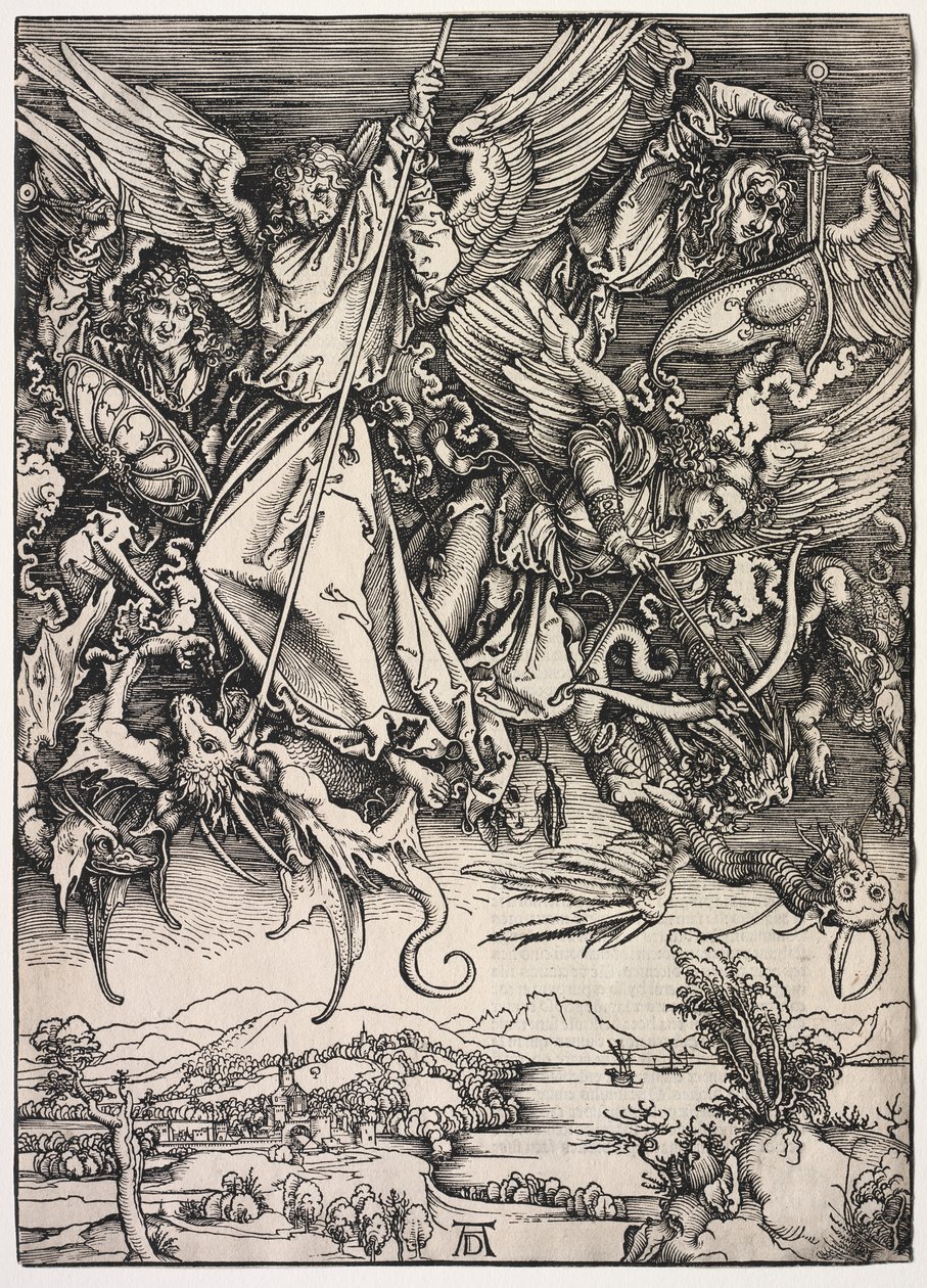 Révélation de Saint Jean : Saint Michel combattant le dragon - Albrecht Dürer