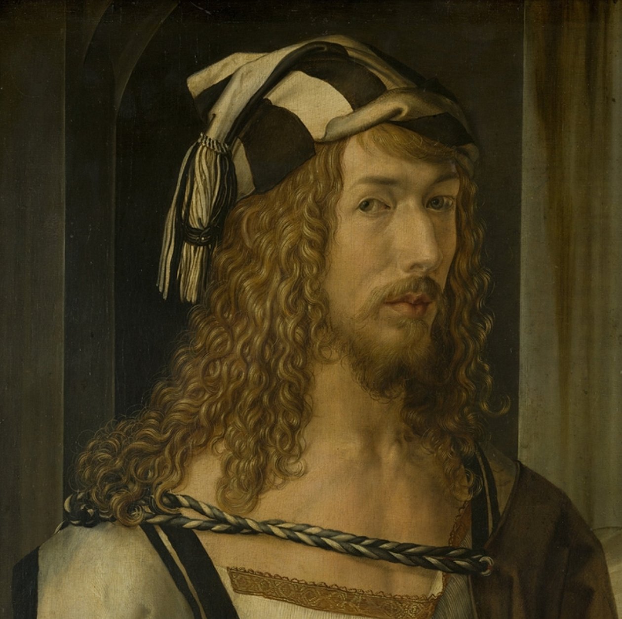 Autoportrait (Madrid), détail de la tête - Albrecht Dürer