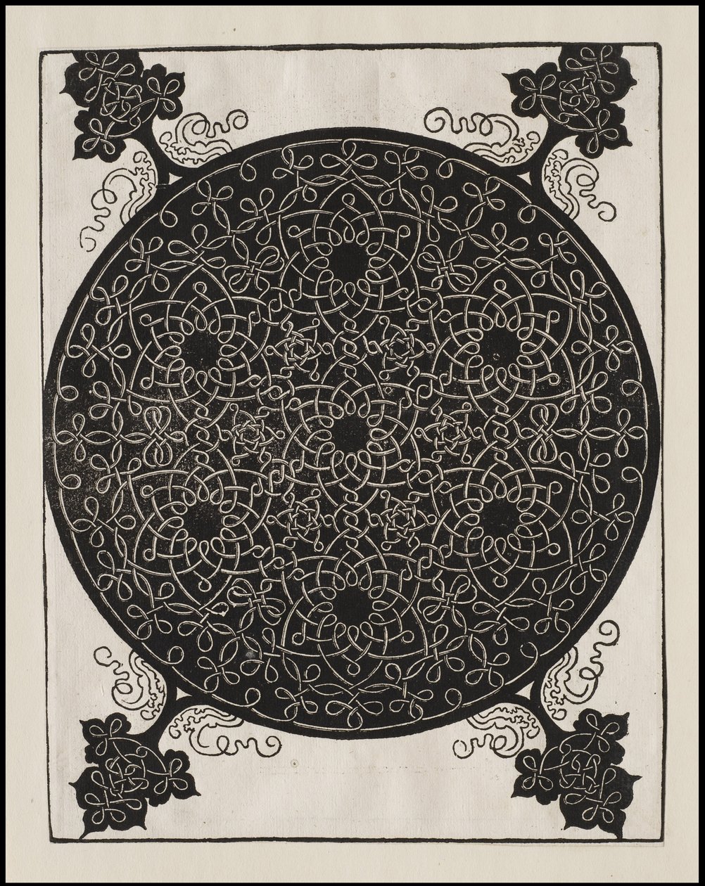Sixième nœud, 7 petits systèmes de nœuds avec centres noirs - Albrecht Dürer