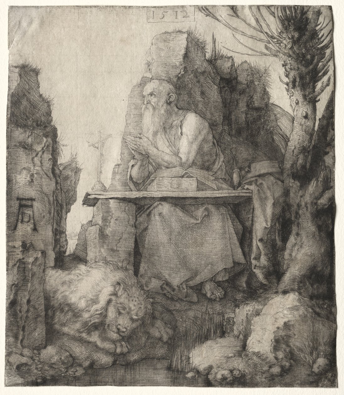 Saint Jérôme assis près d