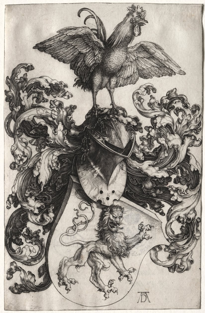 Le Blason avec un lion et un coq - Albrecht Dürer