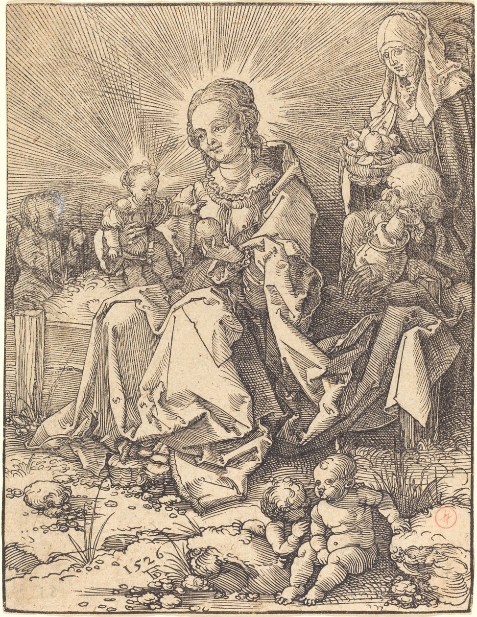 La Sainte Famille sur un banc herbeux - Albrecht Dürer